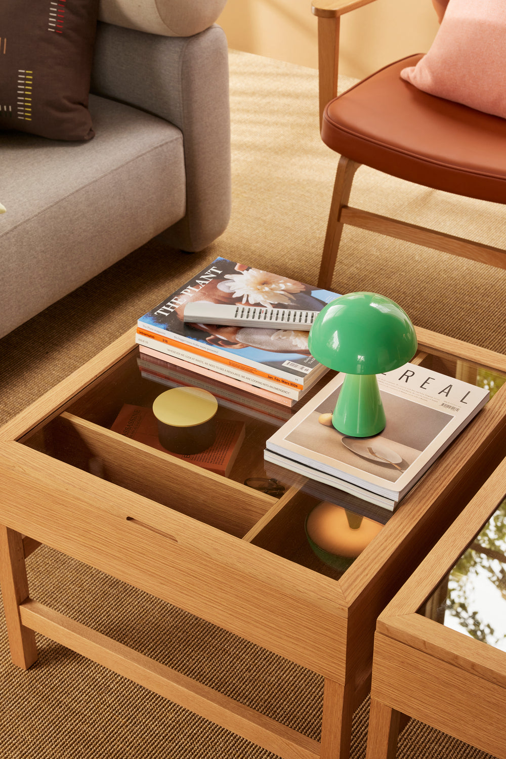 Glitz Coffee Table – Natural Oak & Glass